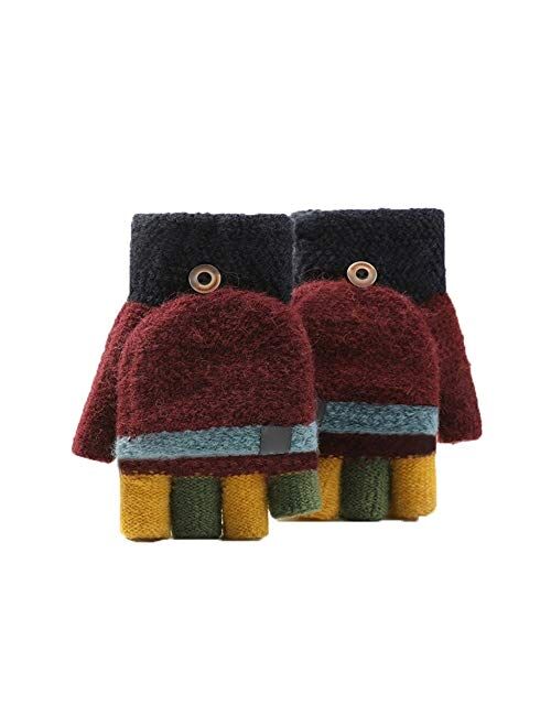 No-Branded Yllanmg Unisex Warm Soft Winter Convertible Flip Top Fingerless Glove Mittens