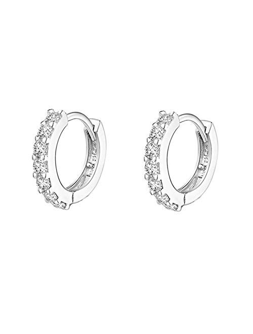 925 Sterling Silver Small Hoop Earrings Cubic Zirconia Cartilage Earring Earing Piercing Earrings Ear Cuff Huggie Tiny Hoops Earrings for Women Girls Men