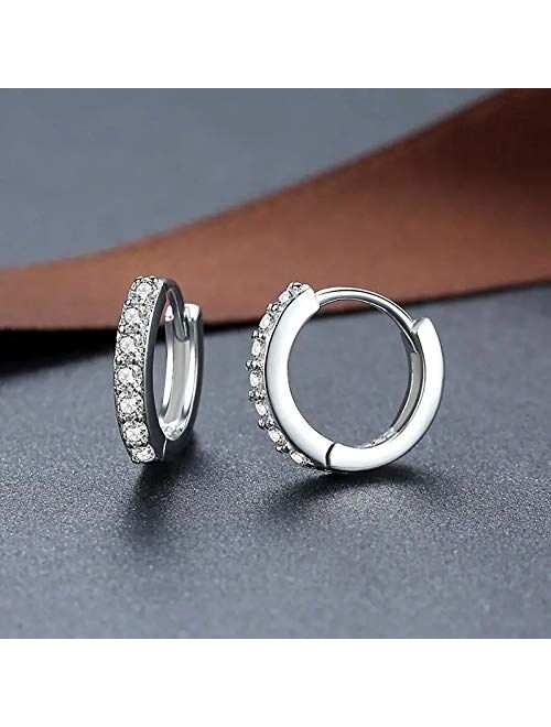 925 Sterling Silver Small Hoop Earrings Cubic Zirconia Cartilage Earring Earing Piercing Earrings Ear Cuff Huggie Tiny Hoops Earrings for Women Girls Men