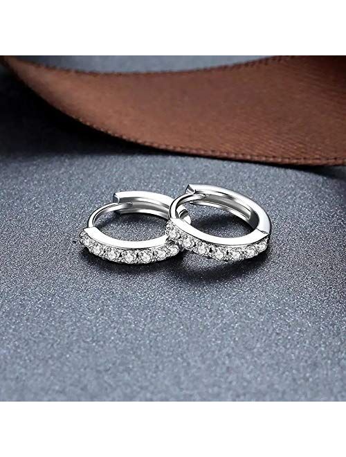 925 Sterling Silver Small Hoop Earrings Cubic Zirconia Cartilage Earring Earing Piercing Earrings Ear Cuff Huggie Tiny Hoops Earrings for Women Girls Men