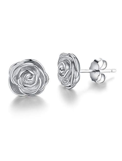 ✦Gifts for Mother's Day✦18K Gold Plating 925 Sterling Silver Rose Stud Earrings Hypoallergenic Flower Earrings Jewelry Gifts for Women Girls Mom Mother Wife Girlfriend