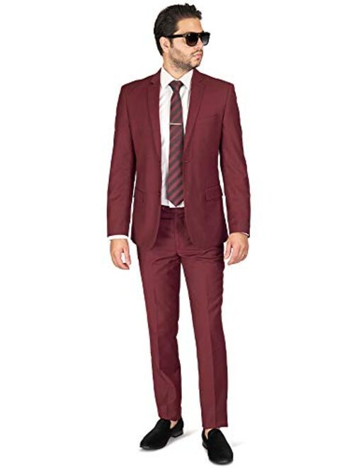 Slim Fit Men Suit Burgundy Wine 2 Button Notch Lapel AZAR 8028-58