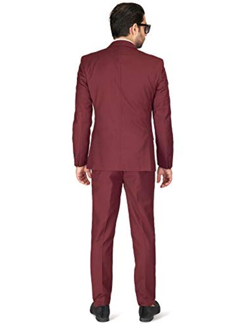 Slim Fit Men Suit Burgundy Wine 2 Button Notch Lapel AZAR 8028-58