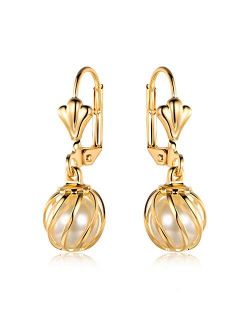 Barzel 18K Gold Plated Pearl Dangling Drop Earrings