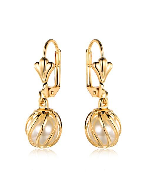 Barzel 18K Gold Plated Pearl Dangling Drop Earrings