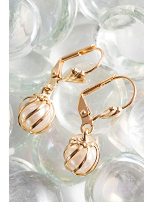 Barzel 18K Gold Plated Pearl Dangling Drop Earrings