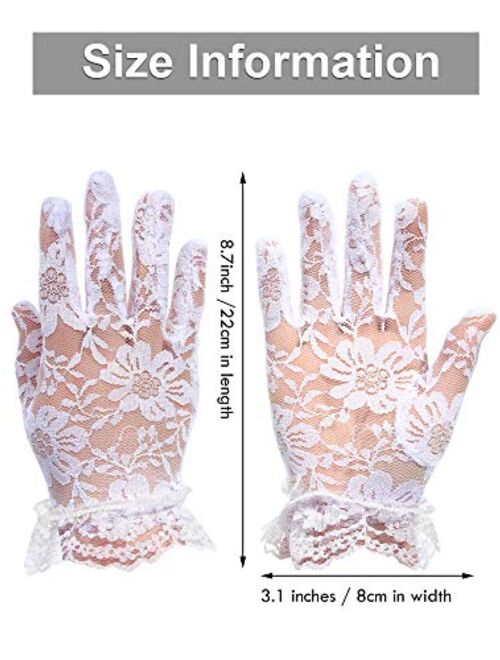 Sumind Girls Princess White Lace Gloves, Dress Gloves for Wedding Pageant Tea Parties