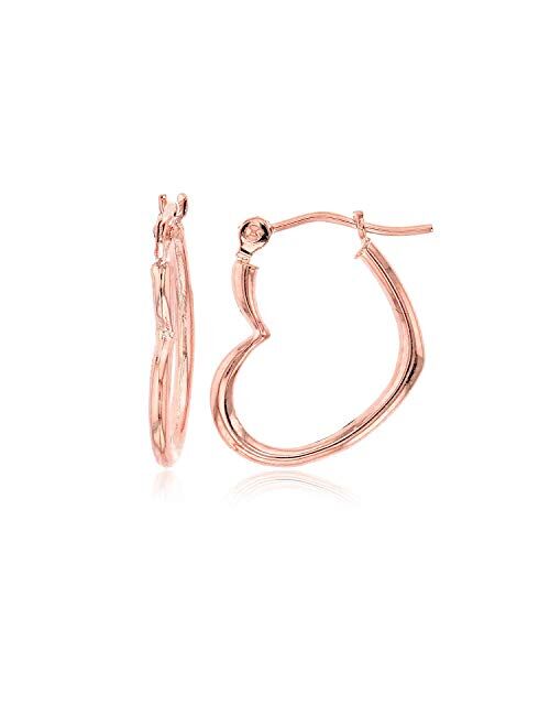 14K Yellow Gold Hearts Hoop Earrings with Hinged Clasp | Heart, Sideways Heart, Shrimp Heart and Triple graduated Heart | Solid Gold Earrings for Women and Girls