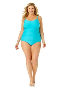 Women's Plus-Size Shirred One Piece Swimsuit