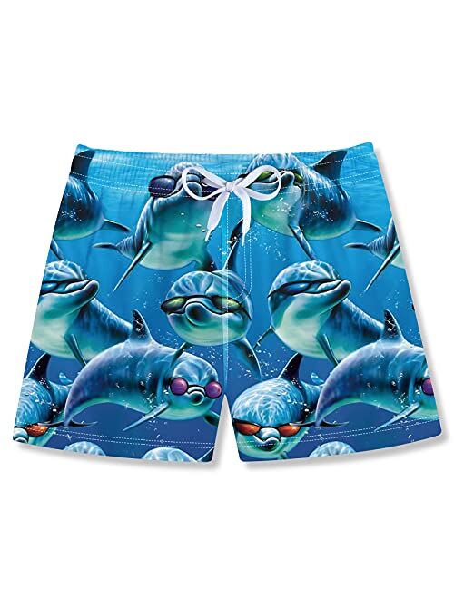 uideazone Boys 3D Printed Funny Swim Trunks Quick Dry Beachwear Sports Running Swim Board Shorts