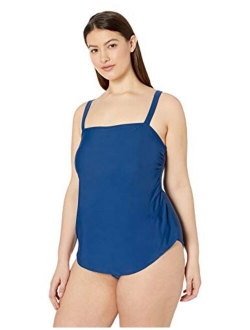 Women's Plus-Size Bandeau One Piece Swimdress Swimsuit