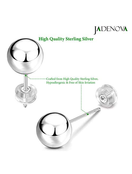 JADENOVA Sterling Silver Ball Earring Round Ball Earrings Silver Earrings for Girls Women Round Ball Stud Earrings for Sensitive Skin