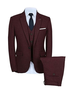 Classic Notch Lapel Wine Red Wedding Suits 3 Pieces Tuxedos for Men