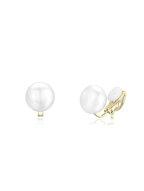 YOQUCOL Simulated Freshwater Pearl Clip On Earrings Not Pierced Elegant Stud Jewelry For Women Girls