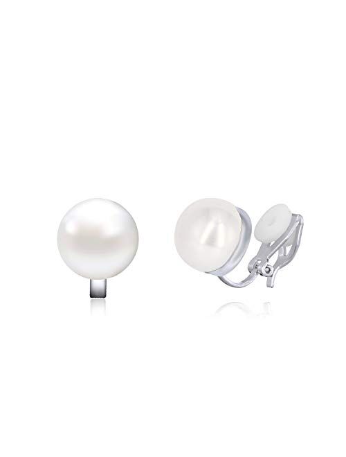 YOQUCOL Simulated Freshwater Pearl Clip On Earrings Not Pierced Elegant Stud Jewelry For Women Girls