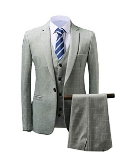 Men's Suit Plaid Tweed Slim Fit Suit Checkered 3 Piece Dinner Wedding Tuxedos