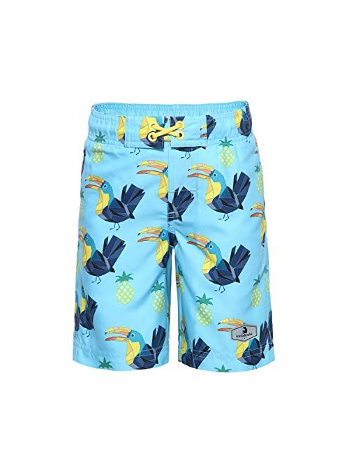 Rokka&Rolla Boys' Quick Dry Drawstring Waist Beach Swim Trunks Board Shorts with Mesh Lining