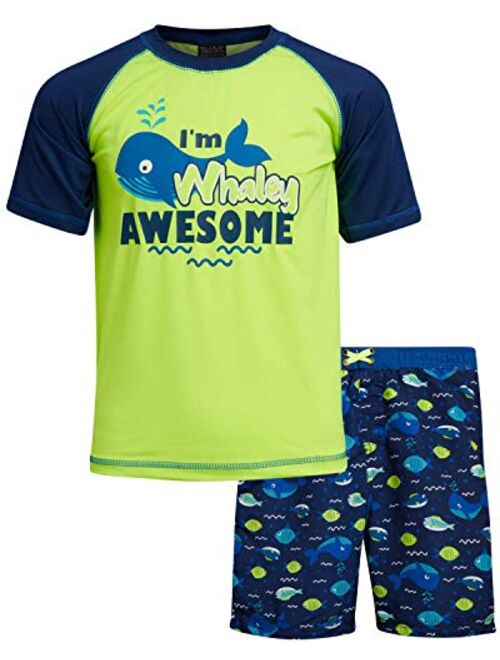 Quad Seven Boys 2-Piece Rash Guard and Trunk Swimsuit Set (Infant/Toddler/Little Boys)