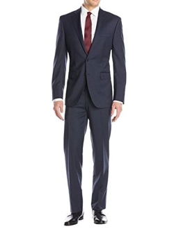 Luciano Natazzi Men's 2 Button Birdseye Two Piece Suit Modern Fit Jacket Pant