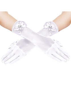 BABEYOND Girls Satin Princess Dress Up Gloves Wedding Bow Party Gloves Toddler