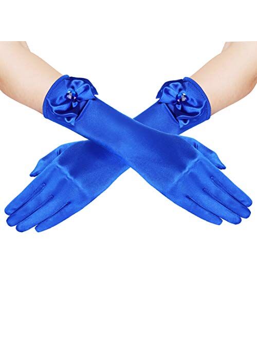 BABEYOND Girls Satin Princess Dress Up Gloves Wedding Bow Party Gloves Toddler