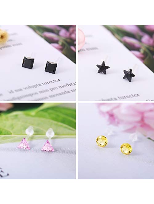 Royal Amoyy 36 Pairs Stud Earrings with Heart Shape Gift Box, Hypoallergenic Earrings for Girls and Women, Colorful Ear Stud Jewelry Set, Multiple Size and Patterns