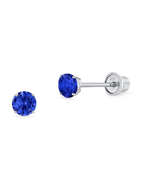 Lovearing 925 Sterling Silver Rhodium Plated 3mm Cubic Zirconia Stud Children Screwback Baby Girls Earrings