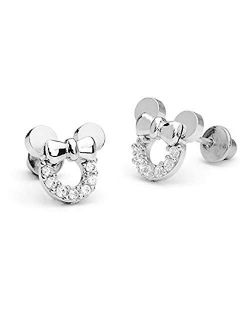 findout Women Mouse Earring 925 Sterling Silver Cubic Zirconia Crystal Hollow Mouse Stud Earring For Women Girls (f1696silver)