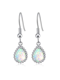 CiNily Gold Plated Teardrop Shape Opal Dangle Drop Earrings For Women Girls Gemstone Leverback Drop Earrings