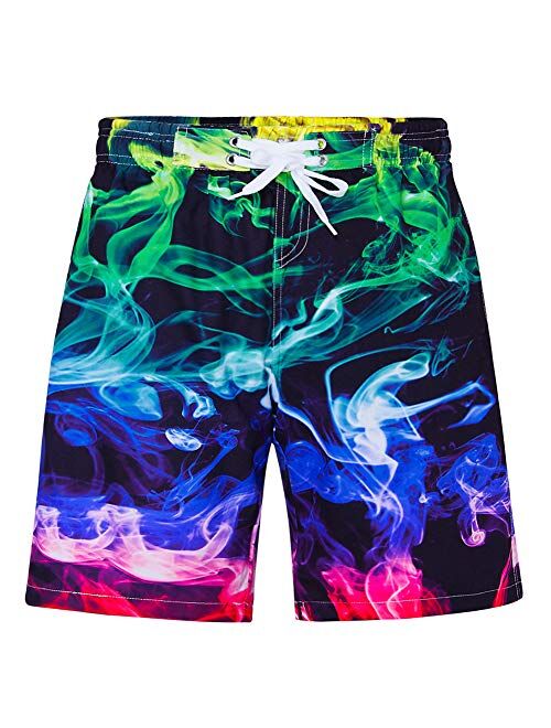 Idgreatim Teen Boys UPF 50+ Swim Trunks Quick Dry Swimwear Bathing Suit with Mesh Lining 7-14 Years