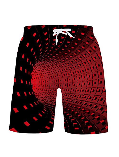 Idgreatim Teen Boys UPF 50+ Swim Trunks Quick Dry Swimwear Bathing Suit with Mesh Lining 7-14 Years