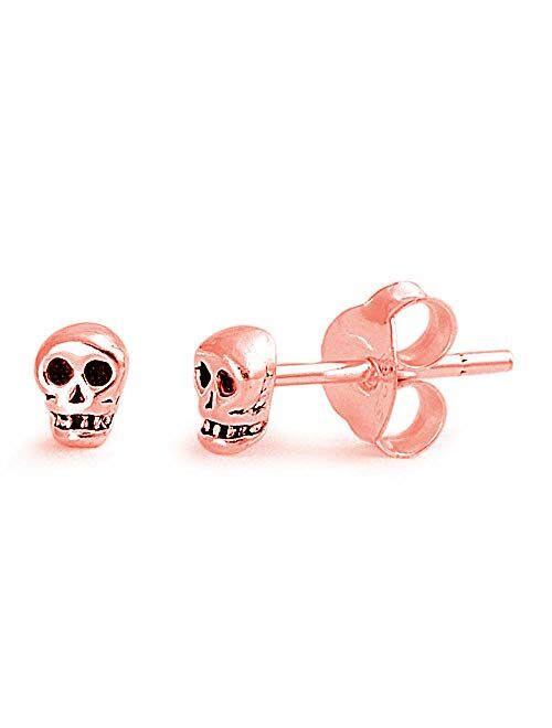 Sterling Silver Tiny Skull Stud Earrings