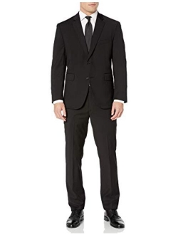 Louis Raphael Men's Two Button Side Vent Flat Front Slim Fit Suit