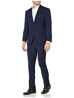 Louis Raphael Men's Two Button Side Vent Flat Front Slim Fit Suit