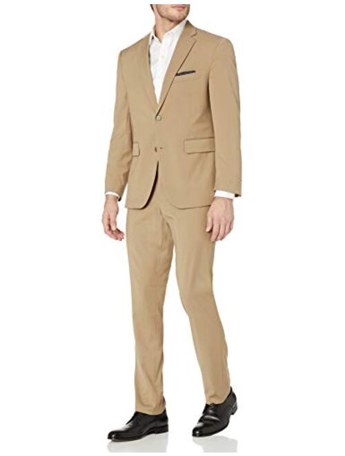 Louis Raphael Men's Two Button Side Vent Flat Front Slim Fit Suit