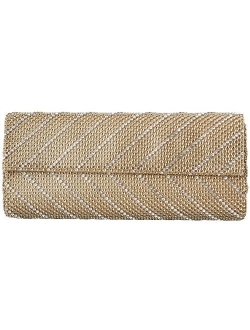 Whiting & Davis Crystal Chevron Flap Clutch