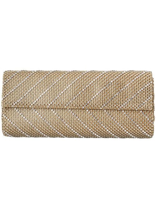 Whiting & Davis Crystal Chevron Flap Clutch