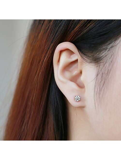 18K Gold Plated 925 Sterling Silver Stud Earrings Simulated Diamond Round CZ Ear Studs