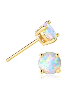 GEMSME Opal Halo Cubic Zirconia Stud Earrings Hypoallergenic Jewelry for Women Girls