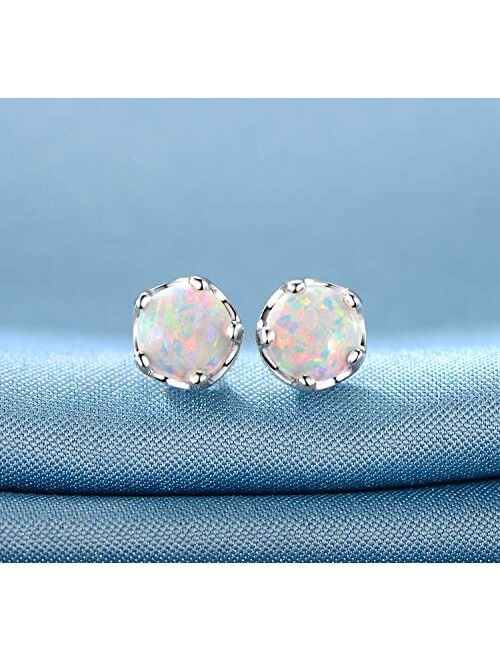 GEMSME Opal Halo Cubic Zirconia Stud Earrings Hypoallergenic Jewelry for Women Girls