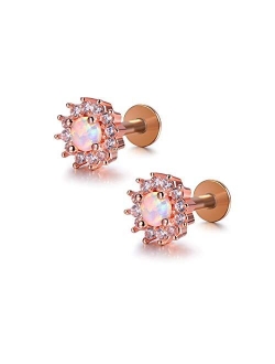 2-4Pcs Stud Earrings 16G-18G 316L Surgical Steel Labret Studs Tiny CZ Flower Lip Studs Medusa Monroe Piercing Helix Cartilage Conch Tragus Lobes Studs for Women Girls