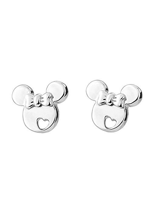 findout Children Mouse 925 Silver Cute Hollow Mouse Heart Earrings For Girls Children(s1480)