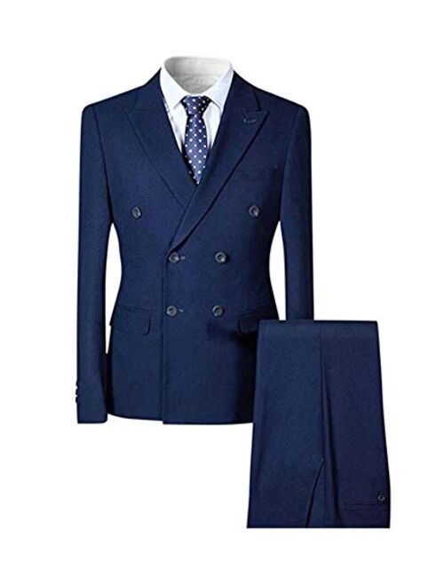 Men's Double Breasted Suits Notch Lapel 2 Pieces Wedding Suits Business Suit