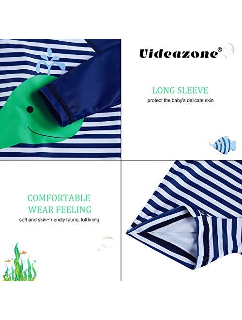 uideazone Little Boys Long Sleeve One Piece Swimsuit Rash Guard with Sun Hat UPF 50+ Sun Protection 3-24 Months