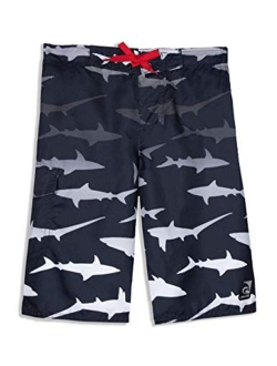 LAGUNA Boys UPF 50 Boys Print Drawstring Boardshorts Swim Trunks