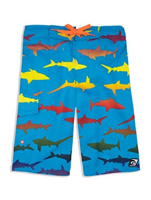 LAGUNA Boys UPF 50 Boys Print Drawstring Boardshorts Swim Trunks