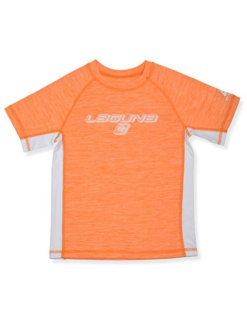 LAGUNA Boys Crewneck Short Sleeve Loose Fit Rashguard Swim Sun Tee Shirt, UPF 50+