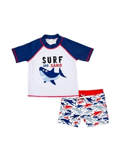 Vegaltair Little Toddler Boy's 2-Piece Swimsuit Trunk and Rashguard Ages 2-6 Years