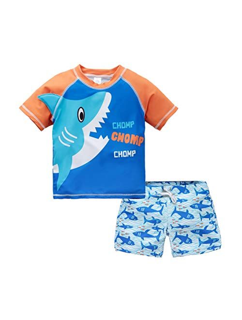 Vegaltair Little Toddler Boy's 2-Piece Swimsuit Trunk and Rashguard Ages 2-6 Years