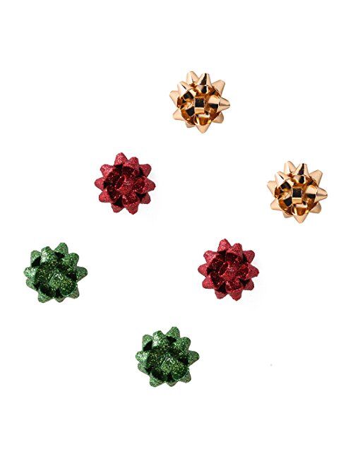 VK Accessories 3 Pairs Christmas Earring Bow Shape Santa Earrings for Women Girls